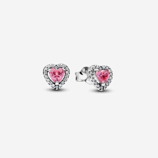 Pink Elevated Heart Stud Earrings