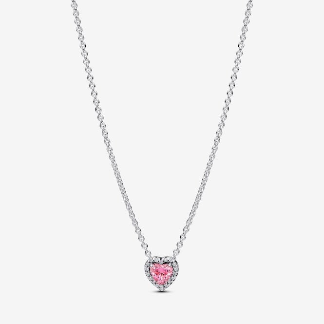 Pink Elevated Heart Necklace, 45cm