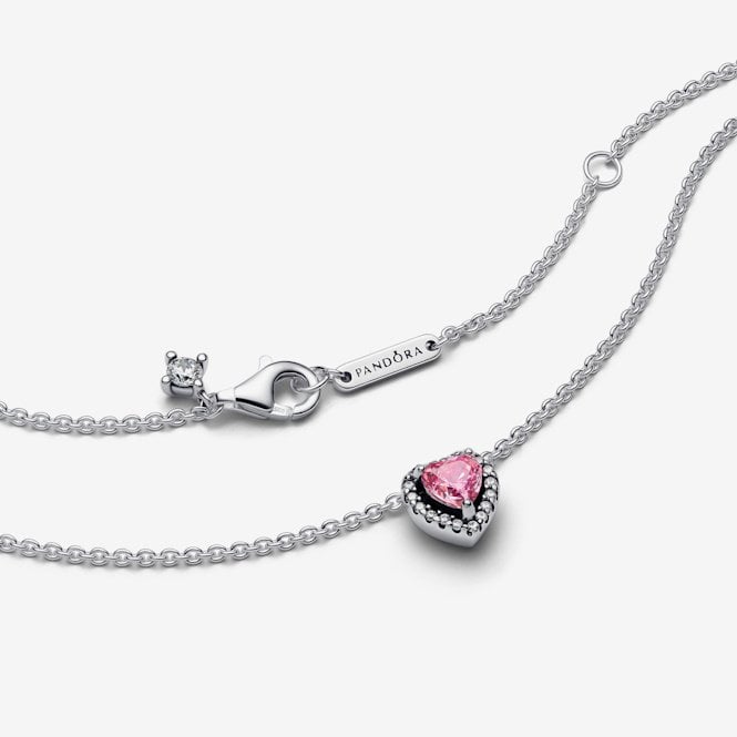 Pink Elevated Heart Necklace, 45cm
