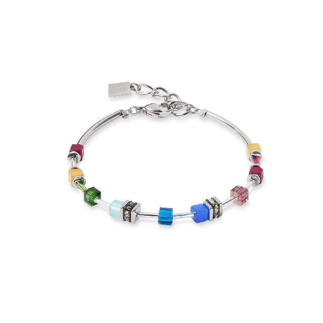 GeoCUBE Lite Mini Bracelet in Silver & Rainbow Multicolours