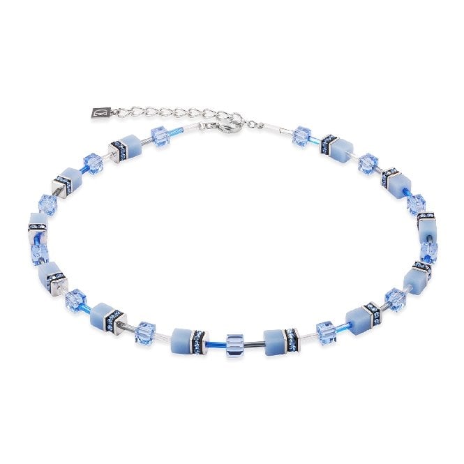 GeoCUBE Iconic Mono Necklace in Silver & Blue