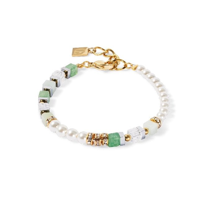 Precious Fusion Offset Bracelet in Gold with Green