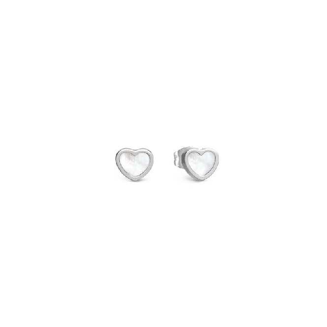 Emosfere White Heart Earrings in Silver & Mother Of Pearl