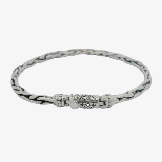 Oxidised Silver Slim Ornate Bracelet