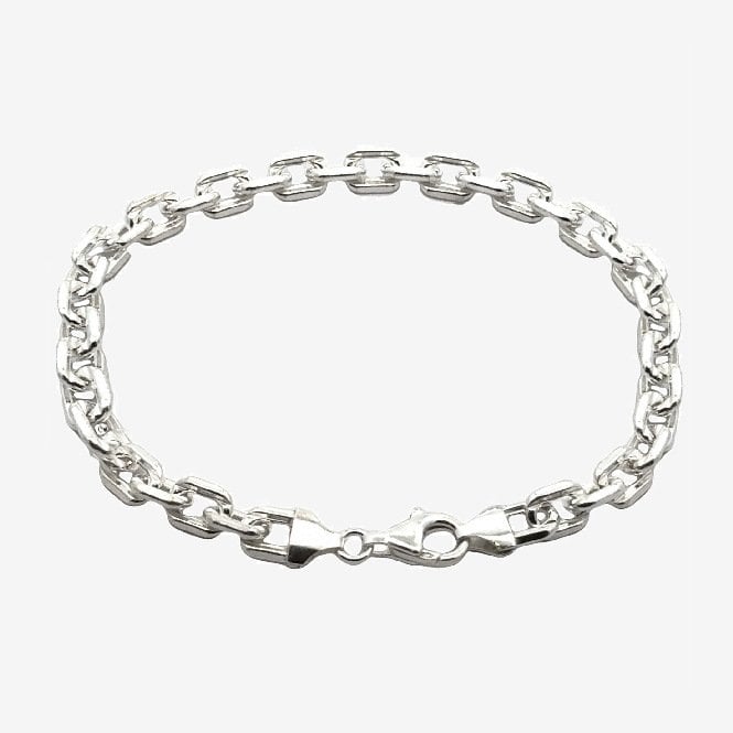 Silver Faceted Square Link Chain Bracelet, 21cm