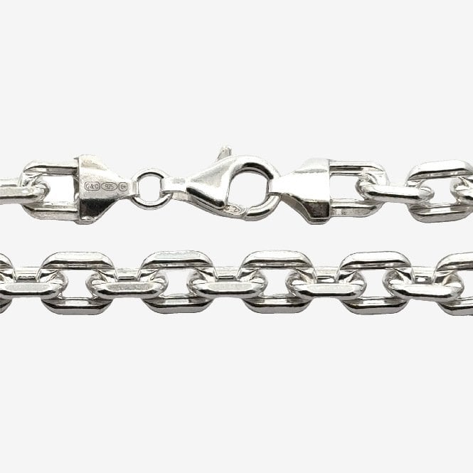 Silver Faceted Square Link Chain Bracelet, 21cm