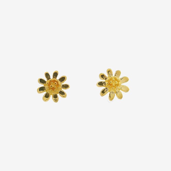 Gold Small Daisy Stud Earrings