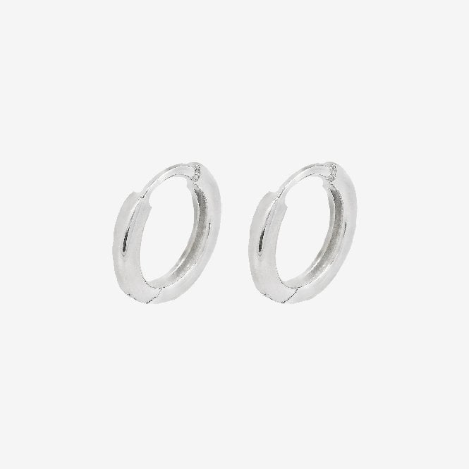 Silver Sleeper Hoop Earrings, 10mm Small