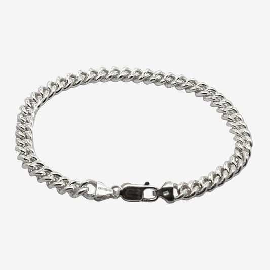 Silver Rounded Curb Link Bracelet, 22cm