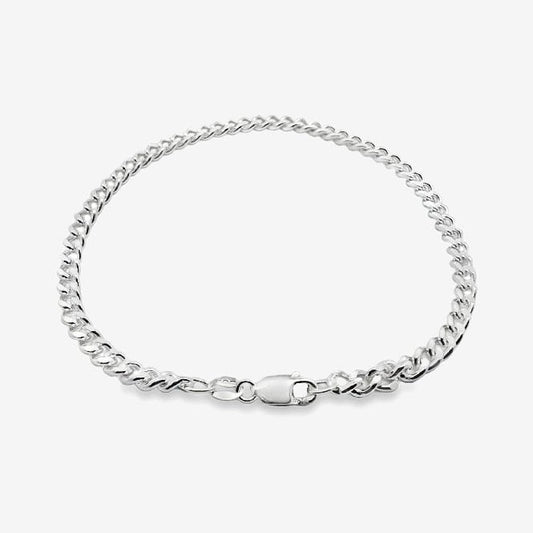 Silver Curb Chain Bracelet, 21cm
