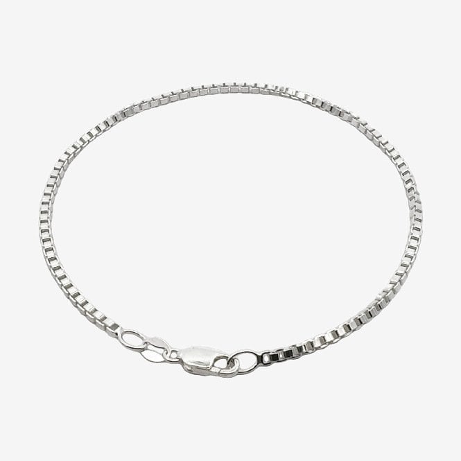 Silver Box Chain 2mm Bracelet, 21cm