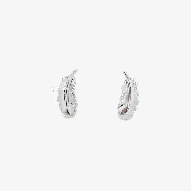 Silver Feather Stud Earrings