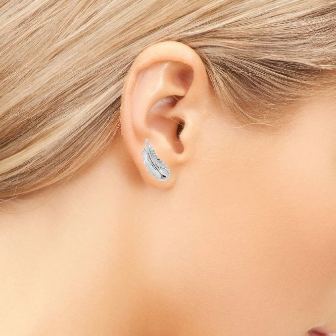 Silver Feather Stud Earrings