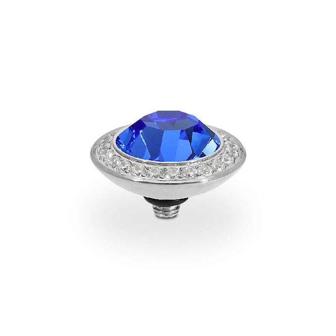 Tondo Deluxe Silver and Blue Sapphire Crystal Ring Gem Top, 13mm