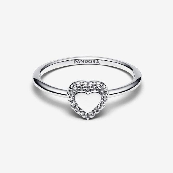 Engravable Heart Halo Ring, Size 60