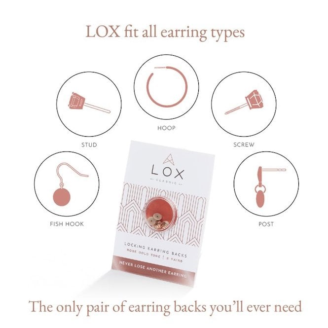 Lox Rose Gold Tone Secure Earring Backs - 2 pairs