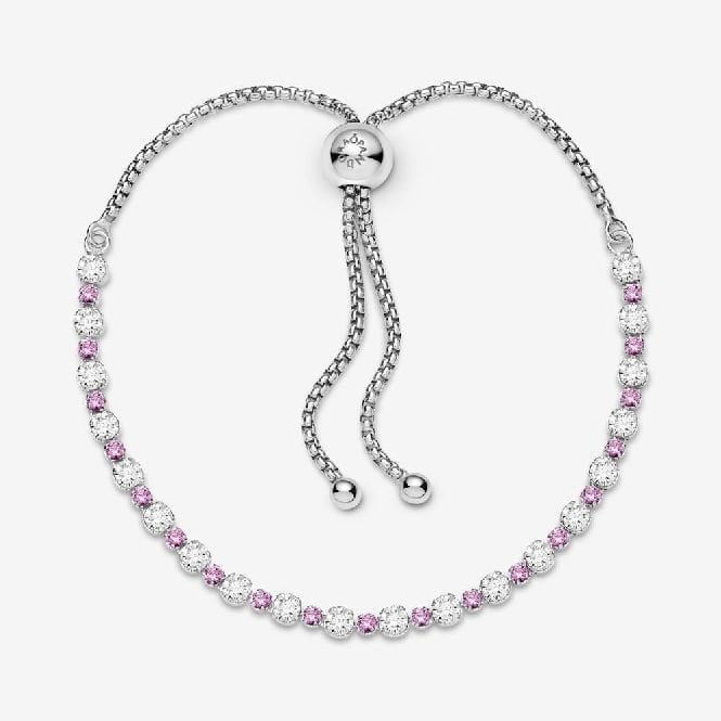 Pink & Clear Sparkle Slider Tennis Bracelet, 23cm