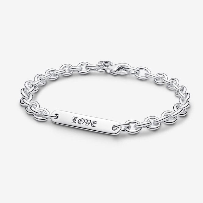 Engravable Silver Bar Link Bracelet, 16cm