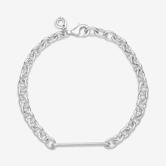 Engravable Silver Bar Link Bracelet, 16cm