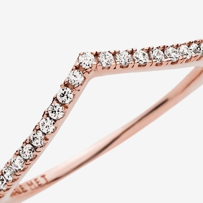 Rose Sparkling Wishbone Ring, Size 44