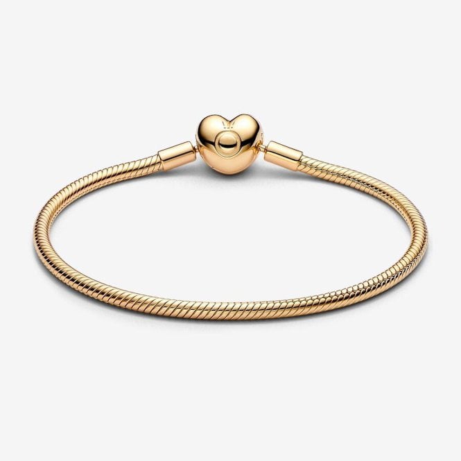 Gold Heart Clasp Snake Chain Bracelet, 18cm