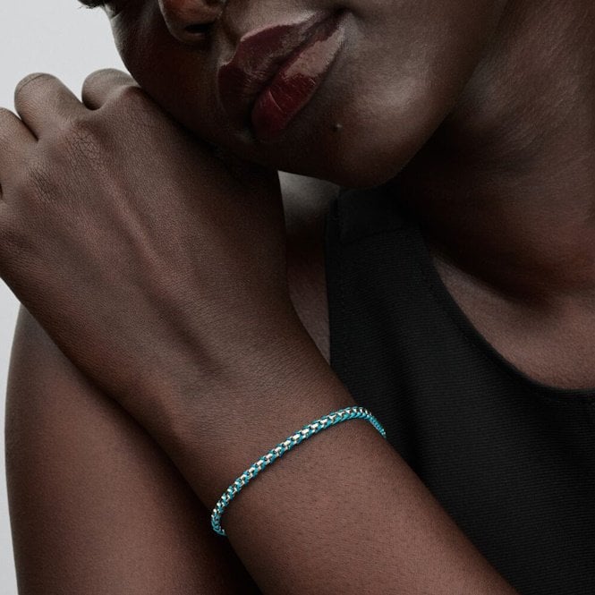 Blue Cord Box Chain Bracelet, 21cm