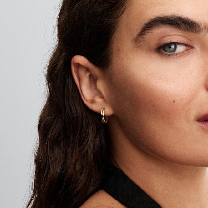Organically Shaped Two-Tone Open Hoop Earrings