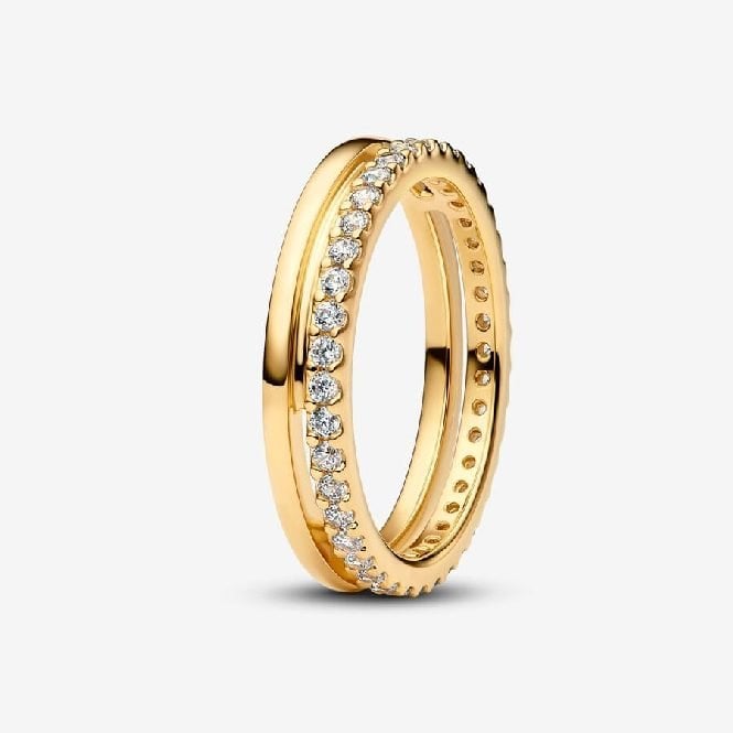 Gold Double Band Ring, Size 60