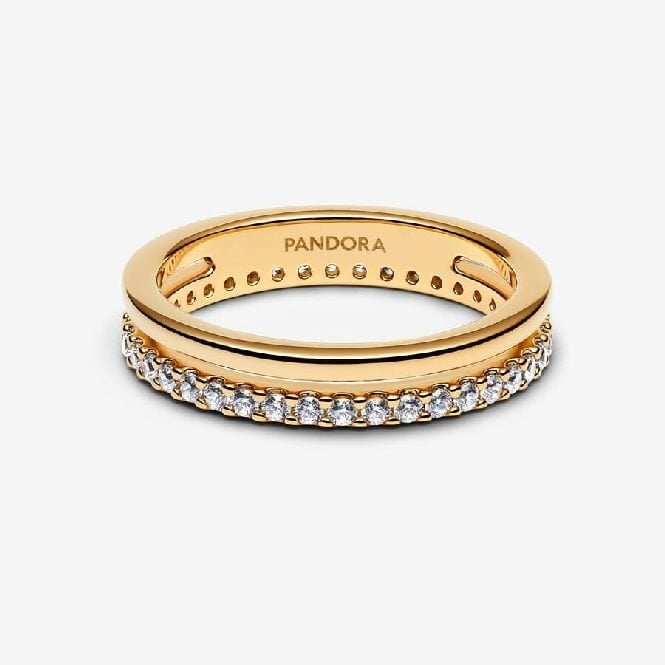 Gold Double Band Ring, Size 60