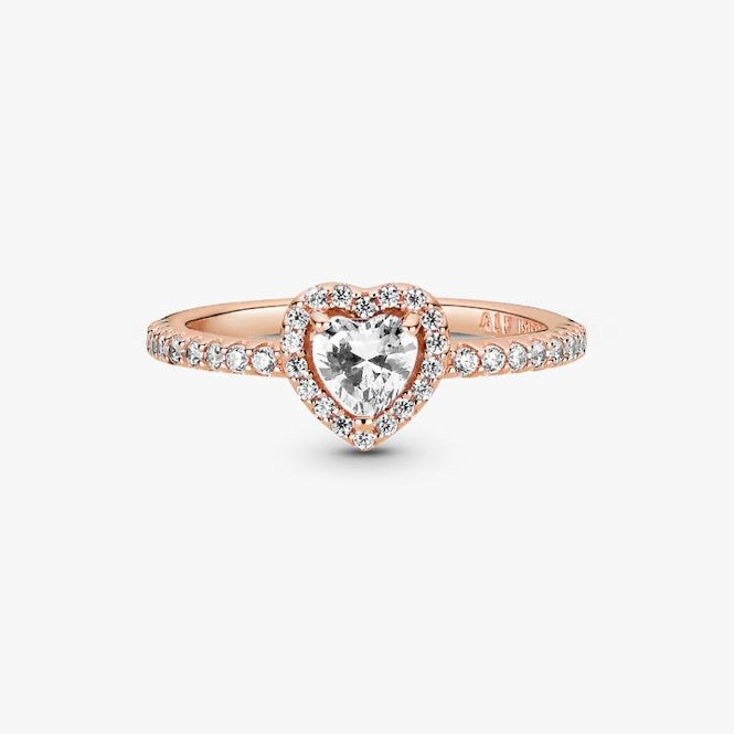 Rose Sparkling Elevated Heart Ring, Size 52