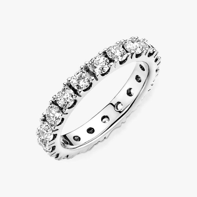 Sparkling Row Eternity Ring, Size 58