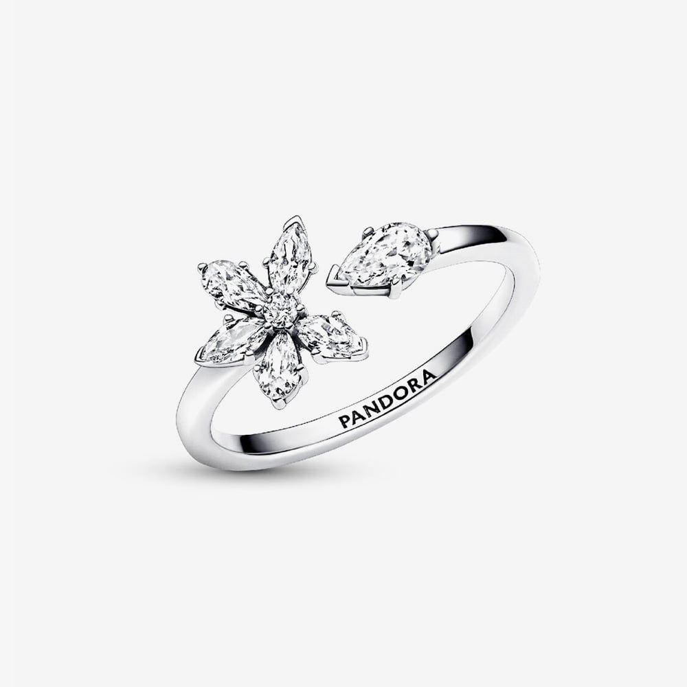 Sparkling Herbarium Cluster Open Ring, Size 60