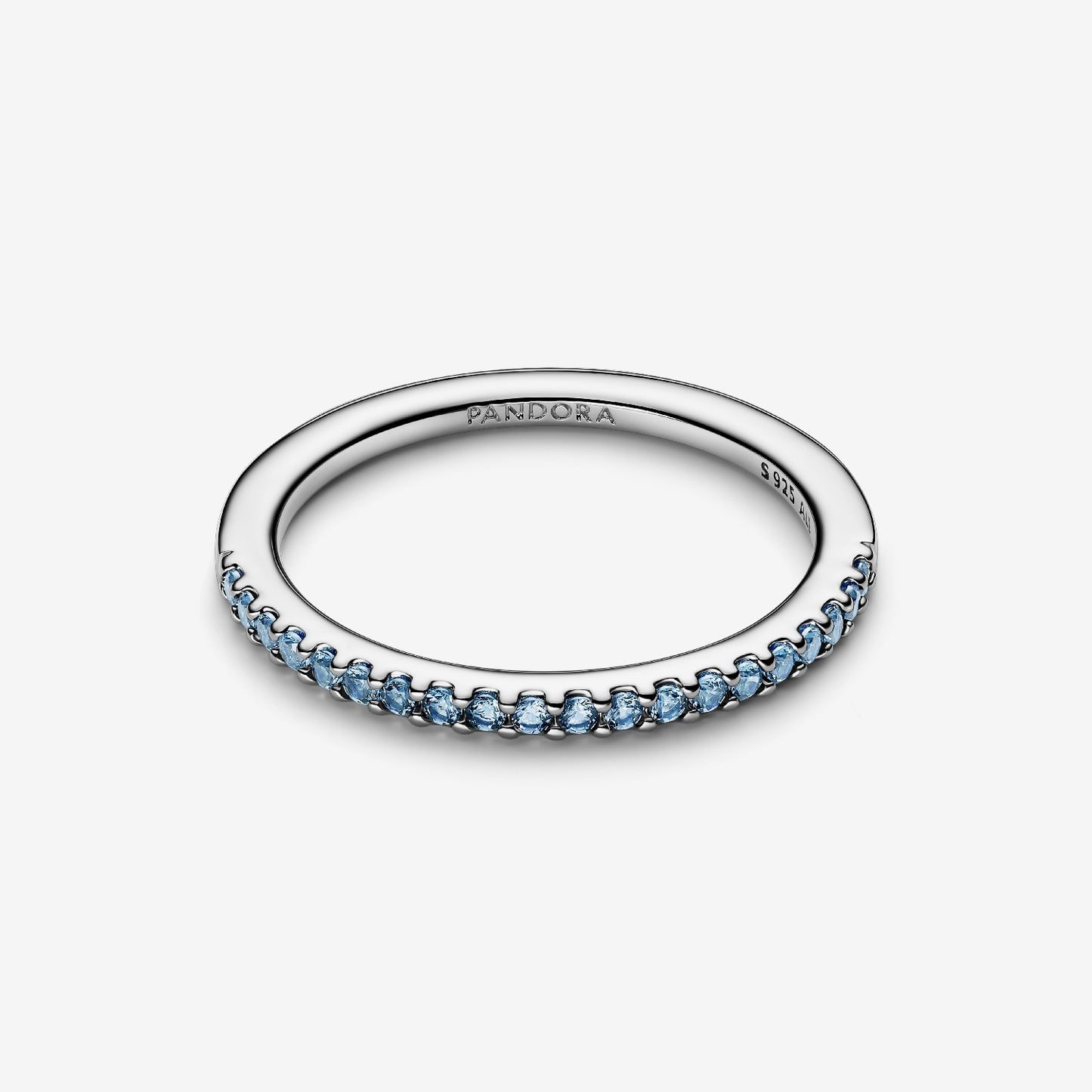 Sparkling Aquamarine Half-Eternity Band Ring, Size 50