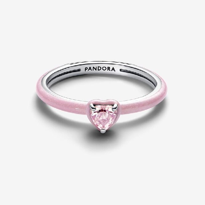 Pink Chakra Heart Ring, Size 44