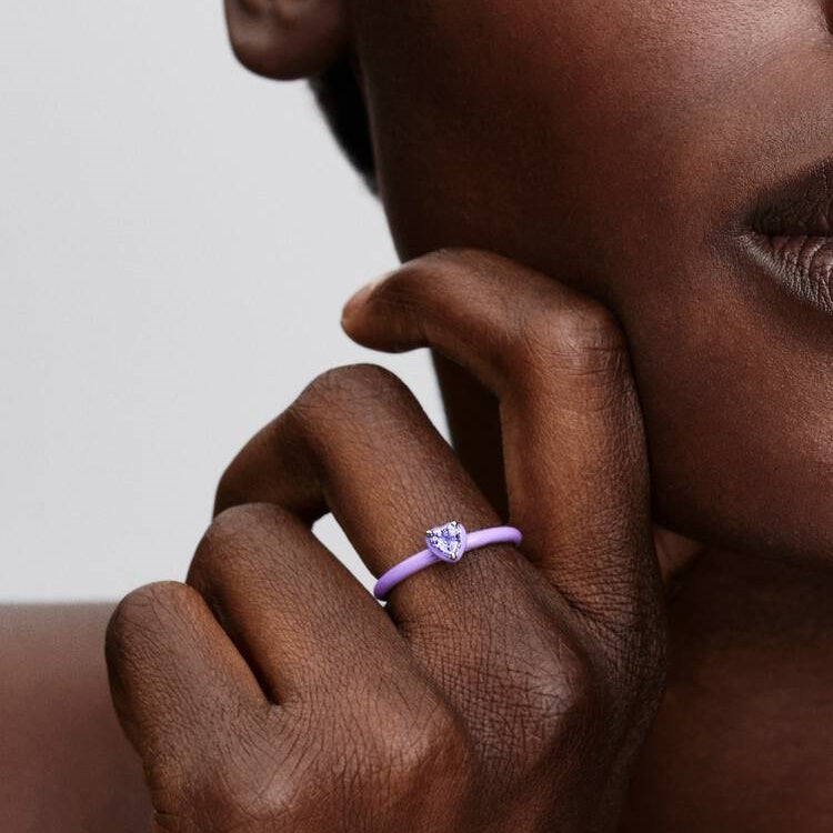 Purple Chakra Heart Ring, Size 60