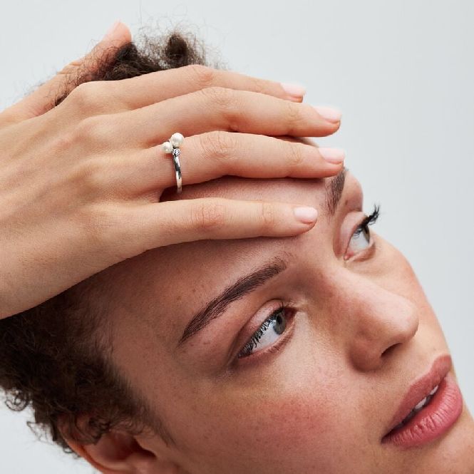 Duo Treated Freshwater Cultured Pearls Ring, Size 54