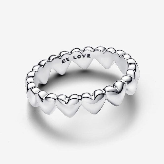 Row of Hearts Ring, Size 54