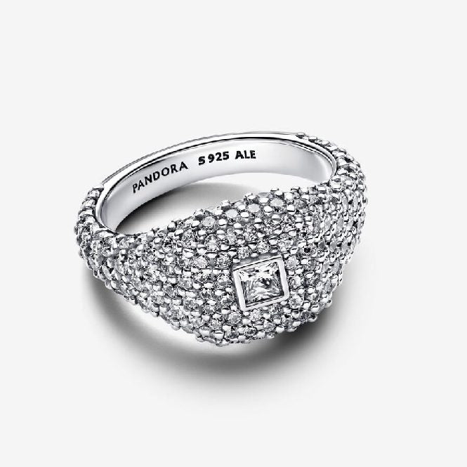 Pave Square Cocktail Ring, Size 58