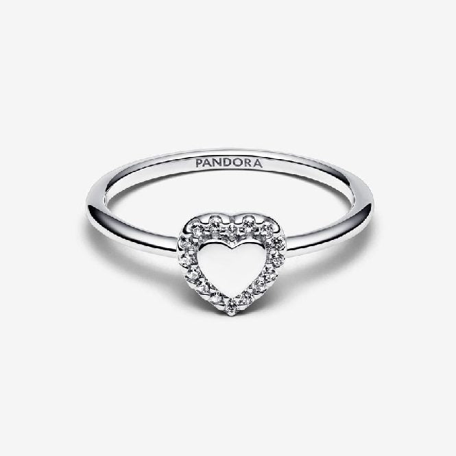Engravable Heart Halo Ring, Size 56