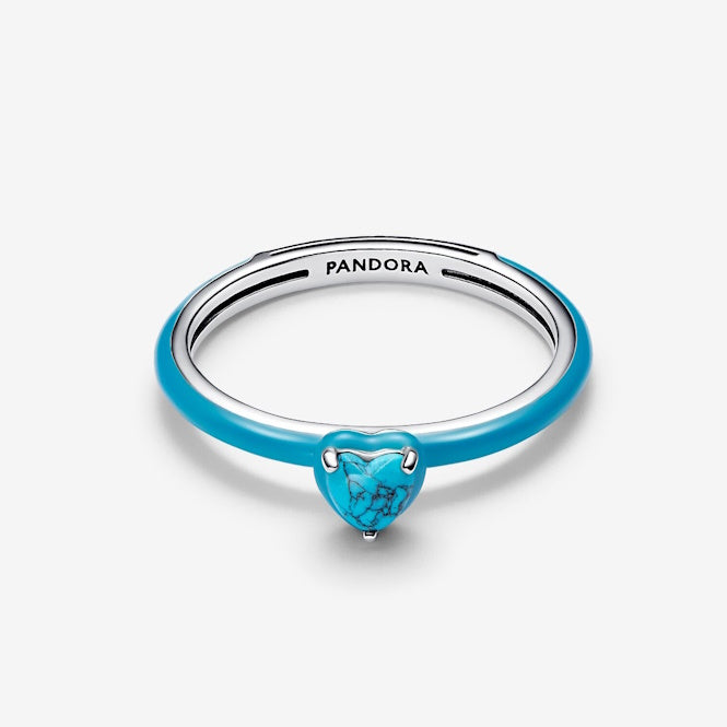 Turquoise Chakra Heart Ring, Size 46