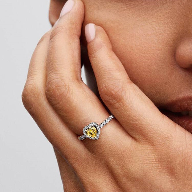 Elevated Yellow Heart Ring, Size 60