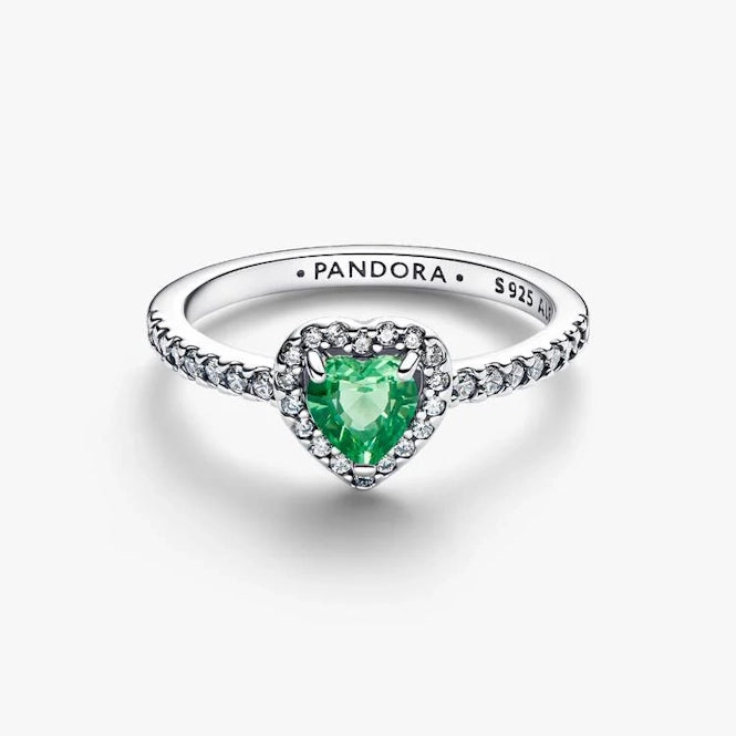 Elevated Mint Green Heart Ring, Size 60