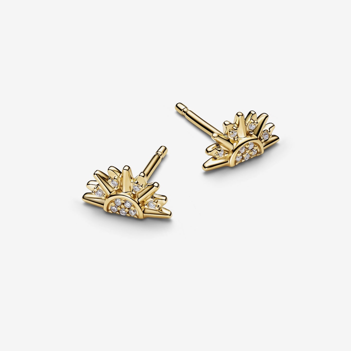 Gold Celestial Sparkling Sun Stud Earrings