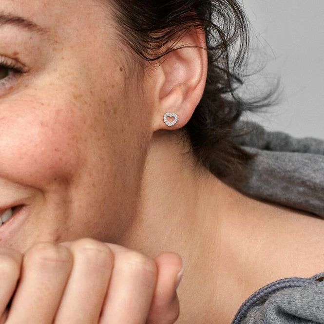 Open Heart Stud Earrings