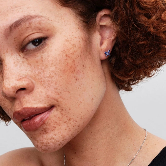 Cornflower Blue Butterfly Stud Earrings