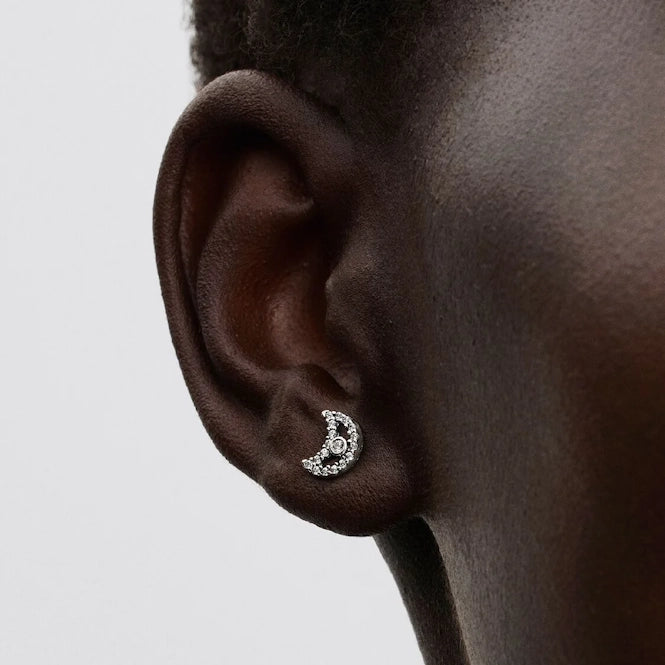 Sparkling Moon Stud Earrings