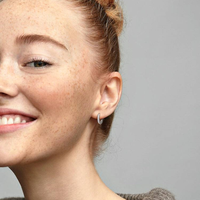 Pave Heart Hoop Earrings