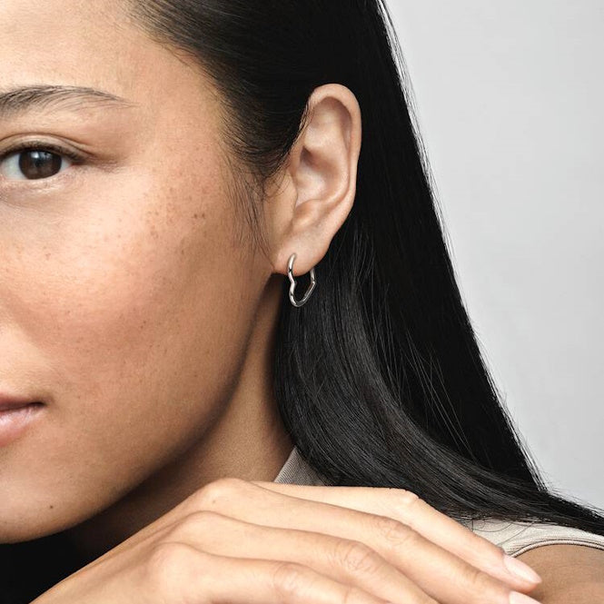 Asymmetrical Small Heart Hoop Earrings