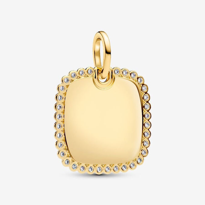 Engravable Gold Square Tag Pendant