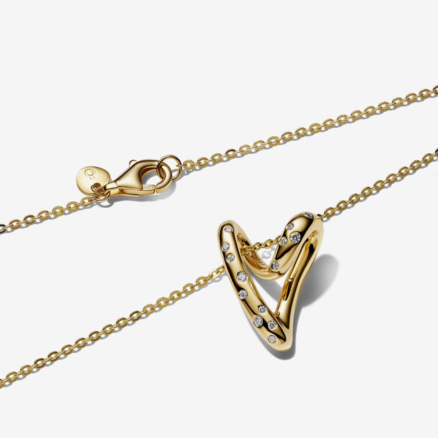 Organically Shaped Stone-Set Heart Pendant Necklace, 60cm
